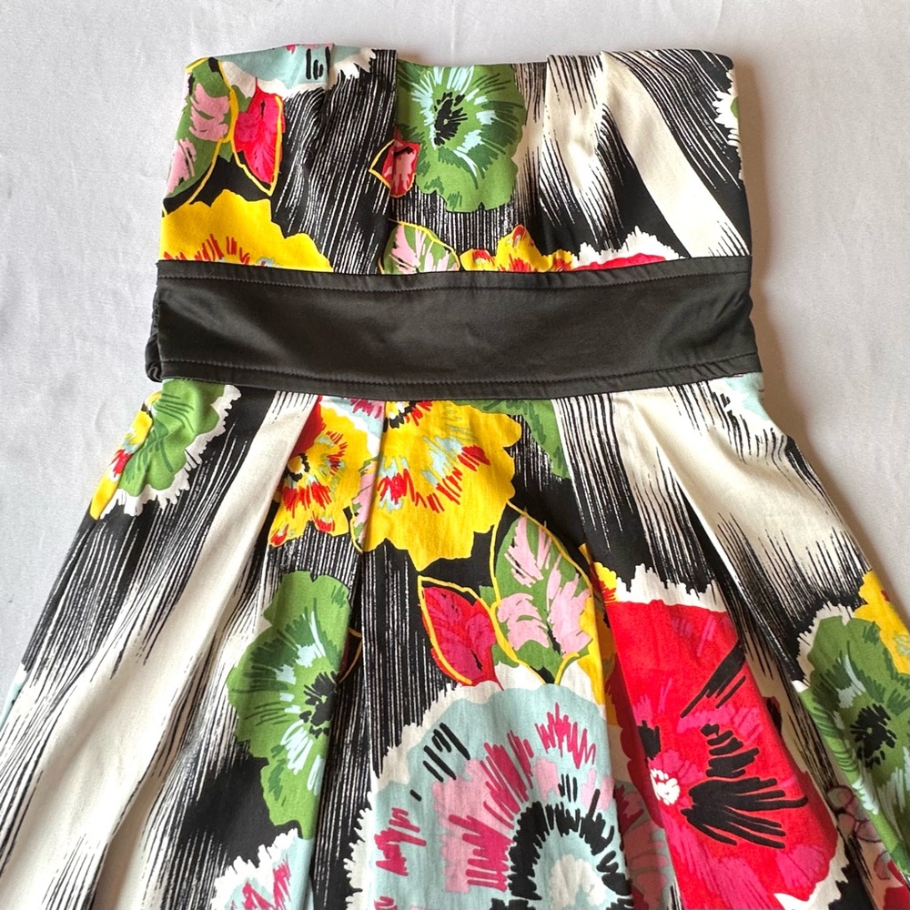 Teeze Me Juniors Dress Cocktail Multi-Color Floral Strapless Bright Fun Mini 5 - Picture 8 of 16